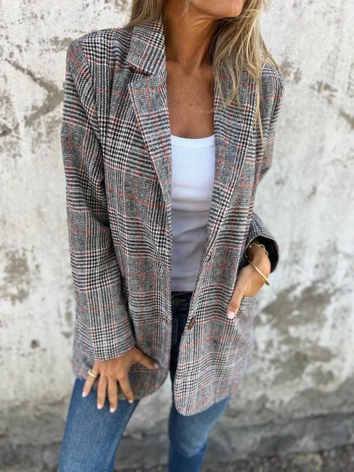 Venzora™ | Stijlvolle Dames Winter Geruite Blazer