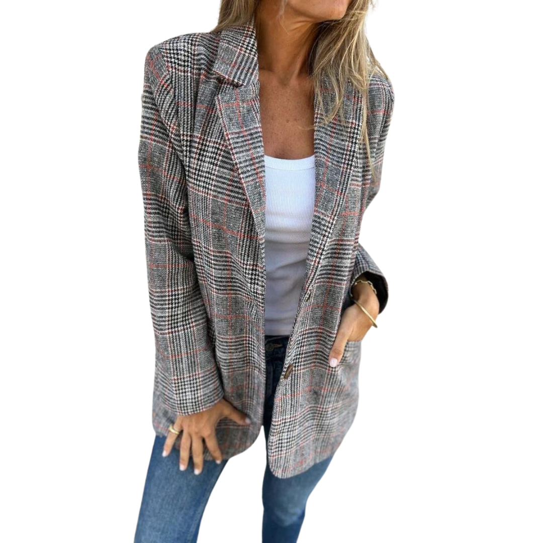 Venzora™ | Stijlvolle Dames Winter Geruite Blazer