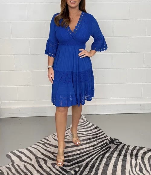 Silke | Embroidery Kanten V-Hals Jurk