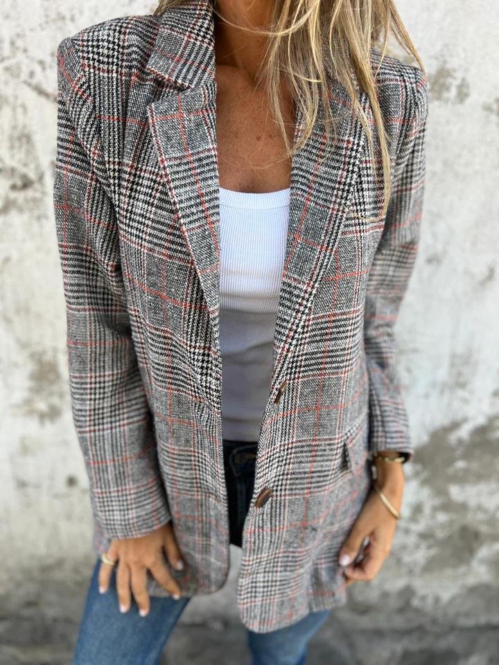 Venzora™ | Stijlvolle Dames Winter Geruite Blazer