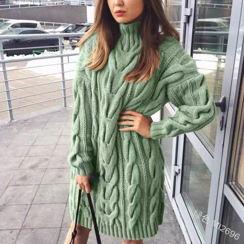 Chique Herfst Twist Weave Sweaterjurk voor Vrouwen